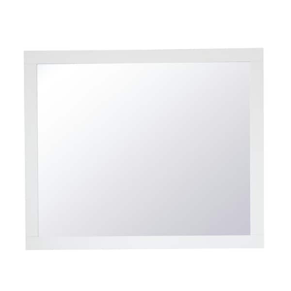 Unbranded Timeless Home 30 in. W x 36 in. H x Contemporary Wood Framed Rectangle White Mirror