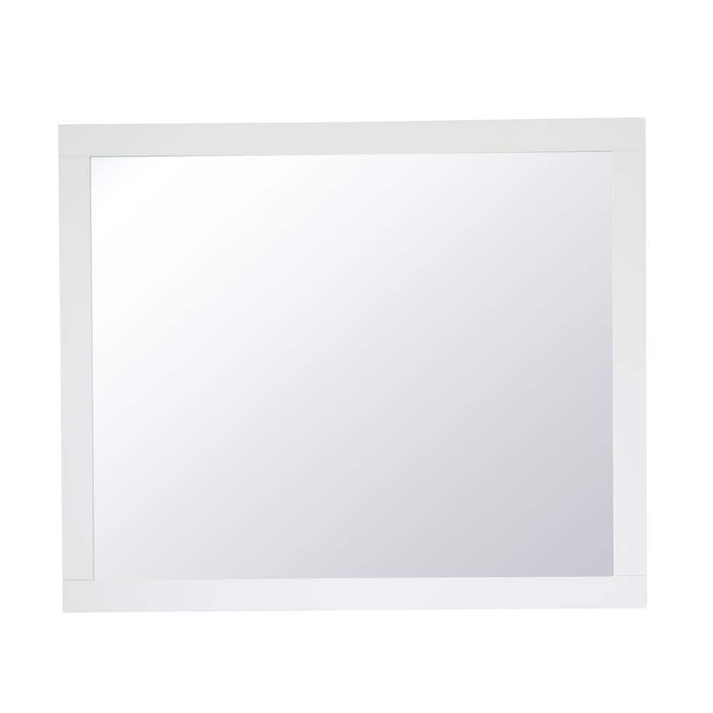 Medium Rectangle White Contemporary Mirror (36 in. H x 30 in. W)