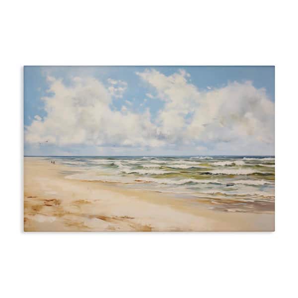 Stupell Industries Cloudy Summer Beach by LSR Design Studio Unframed Coastal Graphic Art Print 16 in. x 24 in.