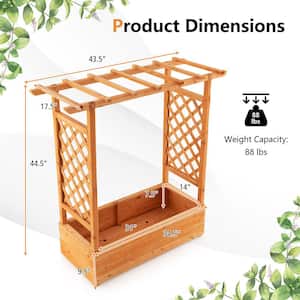 Wooden Raised Garden Bed Planter Box with Side and Top Trellis for Vine Climbing Plants