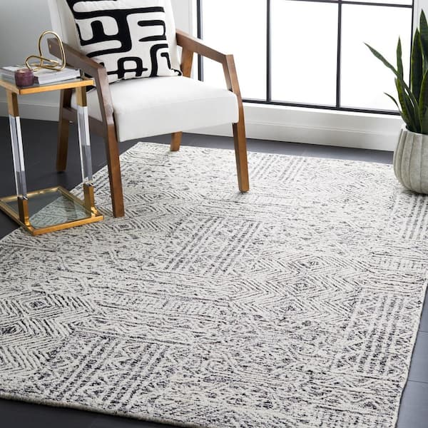 Abstract Black/Ivory 8 ft. x 10 ft. Geometric Area Rug