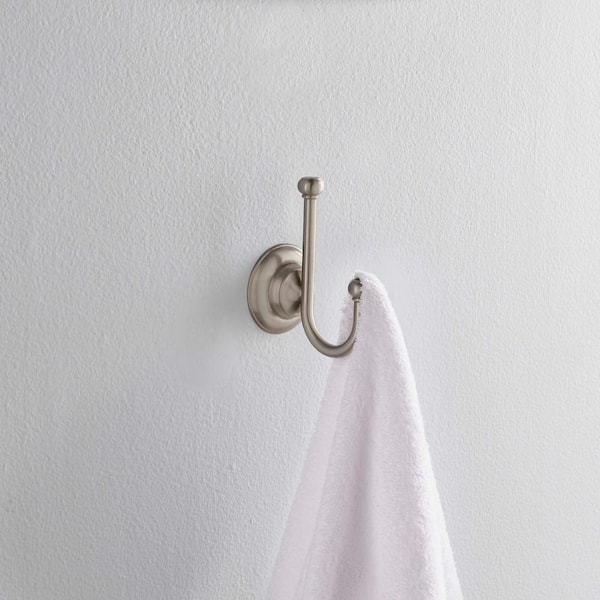 Porter Double Towel Hook Bath Hardware Accessory in Brushed Nickel