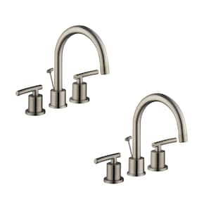 Dorset 8 in. Widespread Double-Handle High-Arc Bathroom Faucet in Brushed Nickel (2-Pack)