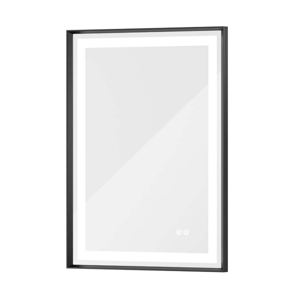 24 in. W x 32 in. H Rectangular Framed LED Lighted Bathroom Vanity Mirror with Light in Black with Backlit and Anti-Fog price history on PriceWatchPro