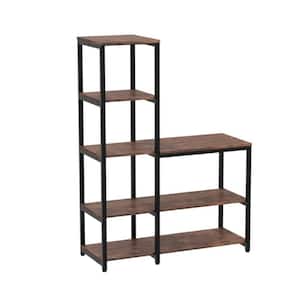 Earlimart 57 in. Brown Wood 5-Shelf Standard Bookcase for Living Room Home Office
