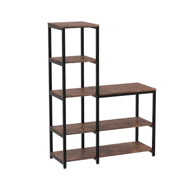 Tribesigns Earlimart 57 in. Brown Wood 5-Shelf Standard Bookcase for Living Room Home Office