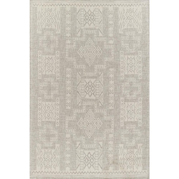 Hampton Grey 9 x 12 ft. Machine Made Geometric Polypropylene Rectangle Area Rug