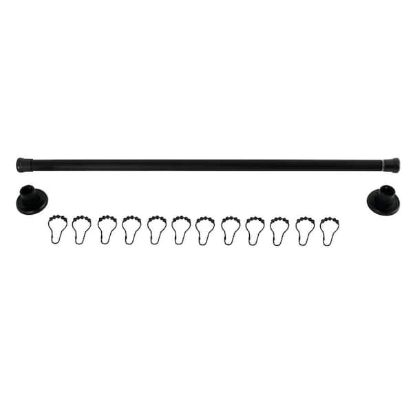 Edenscape 36 in. to 60 in. Adjustable Straight Shower Curtain Rod in Matte Black