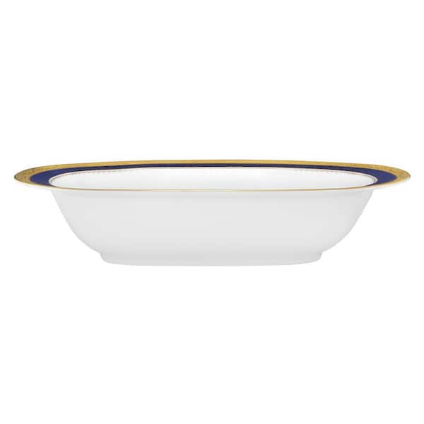 Odessa Cobalt Gold 10.5 in., 24 fl. oz. (Gold) Bone China Oval Serving Bowl