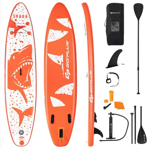 Costway 11 ft. Inflatable Stand Up Paddle Board with Backpack Aluminum Paddle Pump