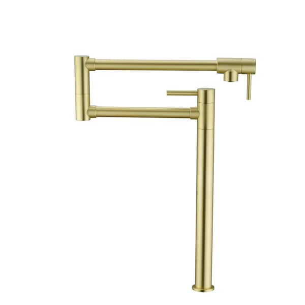 Unbranded Deck Mounted Pot Filler Kitchen Faucet with Extension Shank Handle Faucet in Gold