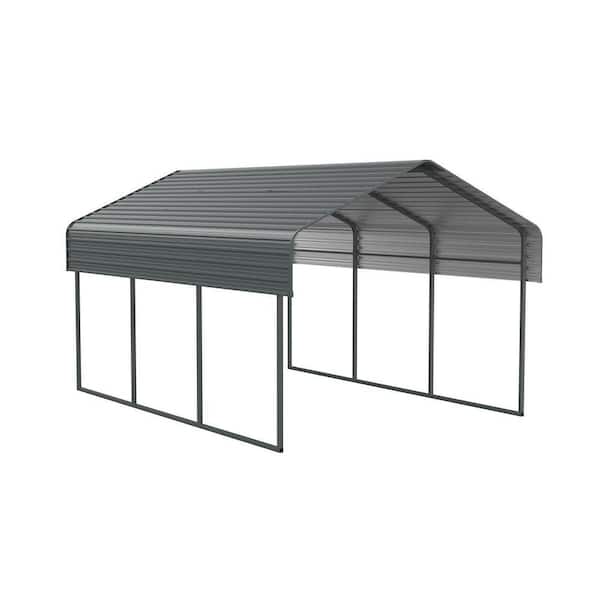 10 ft. W x 15 ft. D x 8.4 ft. H Black Metal Carport with Enhanced Base and Galvanized Steel Roof, Heavy Duty Car Shelter