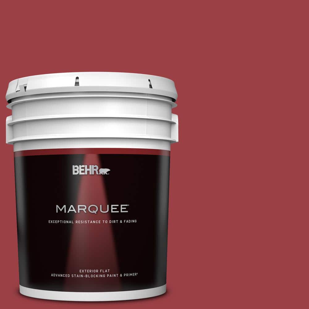 BEHR MARQUEE 5 gal. QE06 Reddest Red Flat Exterior Paint & Primer