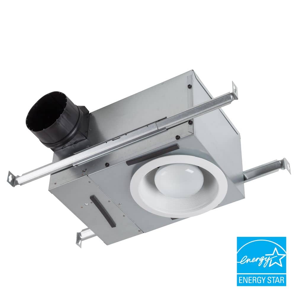50 CFM/80 Selectable CFM Recessed Bathroom Exhaust Fan with Light, ENERGY S