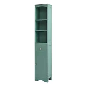 13 in. W x 9 in. D x 67 in. H Green MDF Freestanding Linen Cabinet with Doors