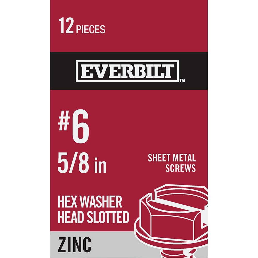 Everbilt #6 X 5/8 In. Slotted Hex Head Zinc Plated Sheet Metal Screw ...