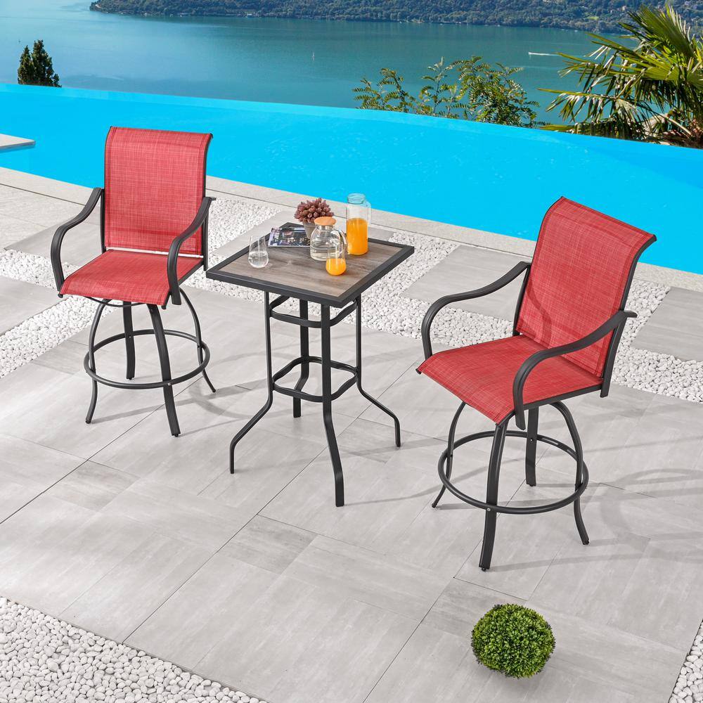 Patio Festival Piece Metal Bar Height Outdoor Dining Set Pf R The Home Depot