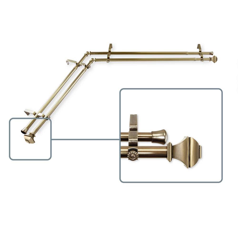 120 in. to 170 in. Adjustable 13/16 in. Corner Window Double Curtain Rod in