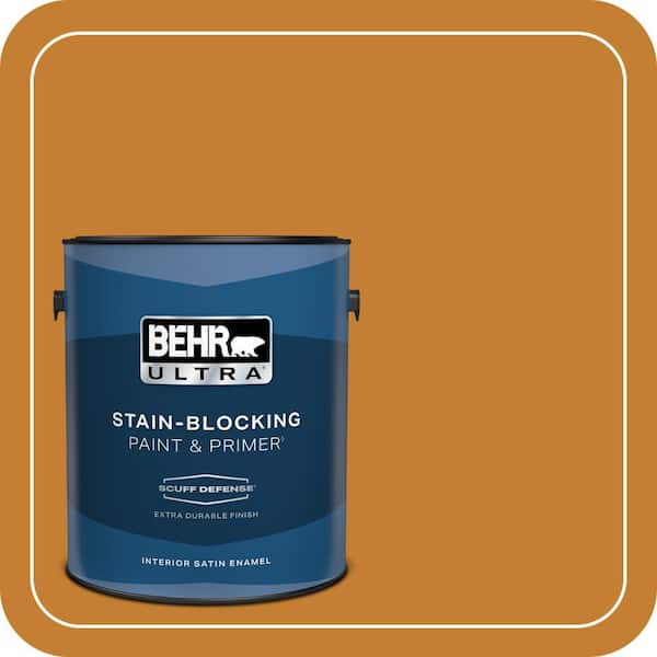BEHR ULTRA 1 gal. #S-H-290 Exotic Honey Extra Durable Satin Enamel Interior Paint & Primer