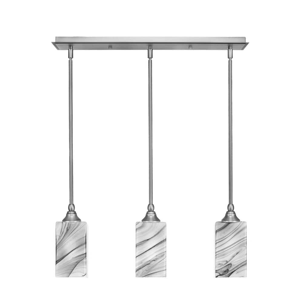 Livingston 100-Watt 3-Light Nickel Shaded Pendant Light with 3.5 in. Onyx S