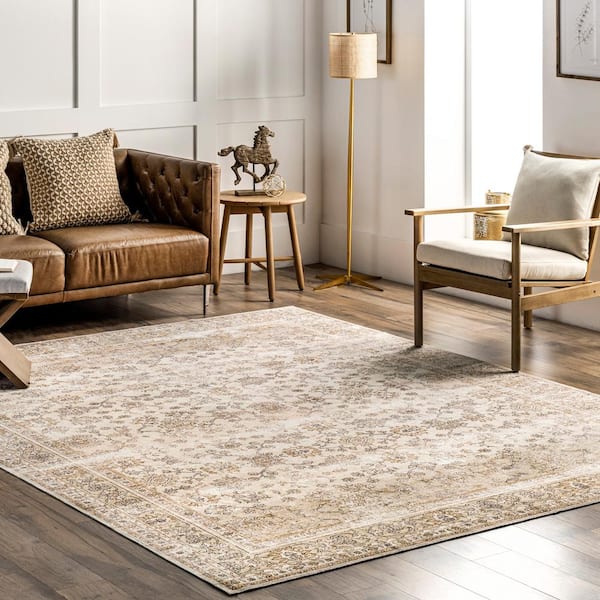 Deadra Vintage Floral Machine Washable Beige 2 ft. 6 in. x 8 ft. Indoor Runner Runner Rug