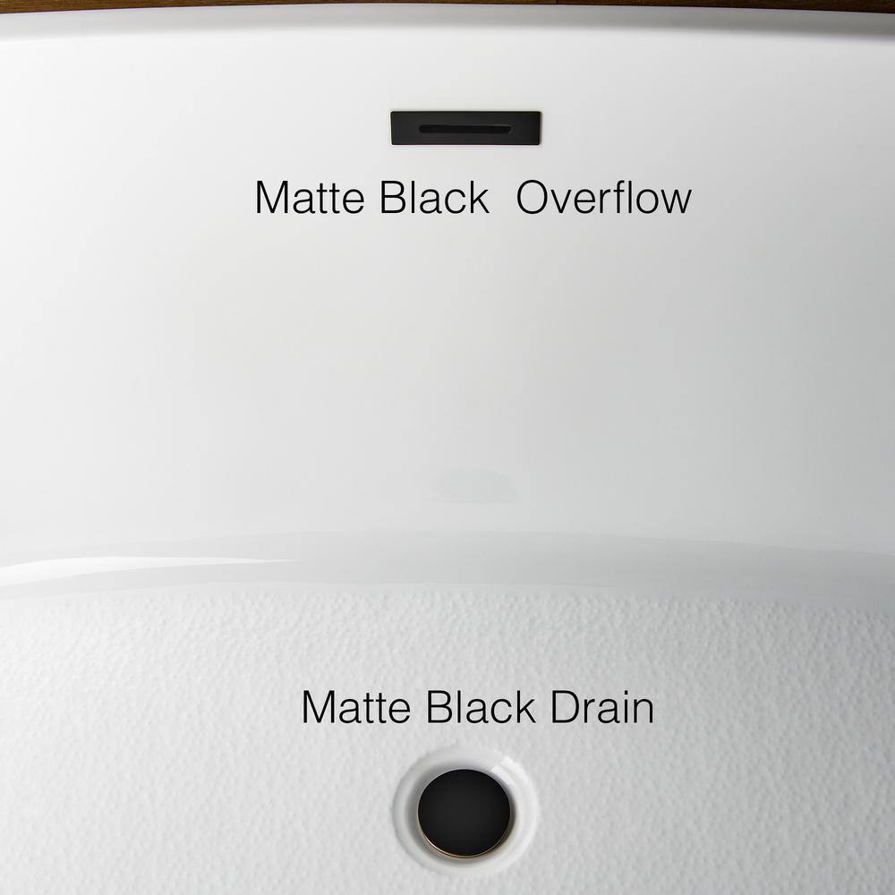 Echo 59'' White Acrylic Freestanding Soaking Bathtub with Matte Black Trim