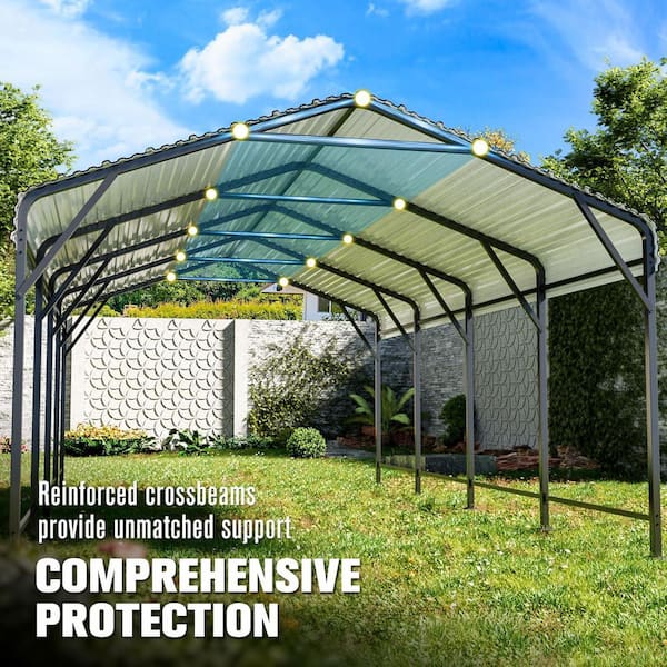 VIWAT 12 ft. W x 20 ft. D Metal Carport, Car Canopy and Shelter