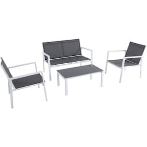 Harper White/Gray 4-Piece Aluminum Patio Seating Set