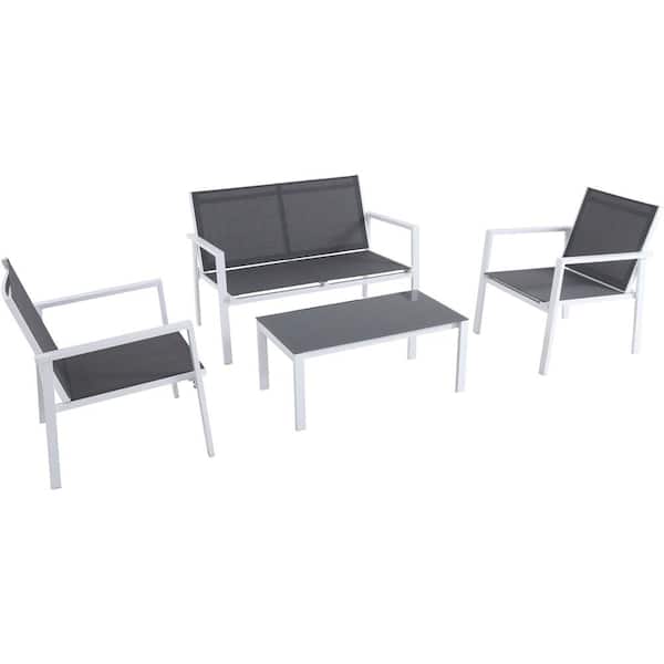 Unbranded Harper White/Gray 4-Piece Aluminum Patio Seating Set