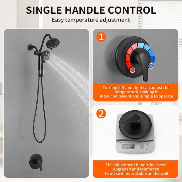 BWE Single-Handle 8-Spray Dual Shower Faucet Set Trim Kit 1.8 GPM