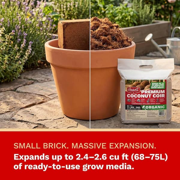 THE HARVEST COMPANY 11 lb. (5KG) Coconut Coir Block of Soilless