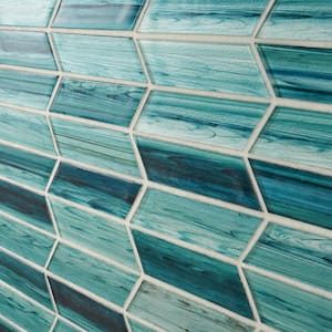 Tara Turquoise 11.73 in. x 11.74 in. Chevron Glass Mosaic Tile (0.96 sq. ft./Sheet)