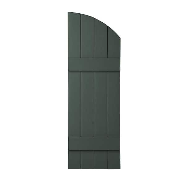 Ply Gem 15 in. x 41 in. Polypropylene Plastic 4-Board Closed Arch Top Board and Batten Shutters Pair in Green