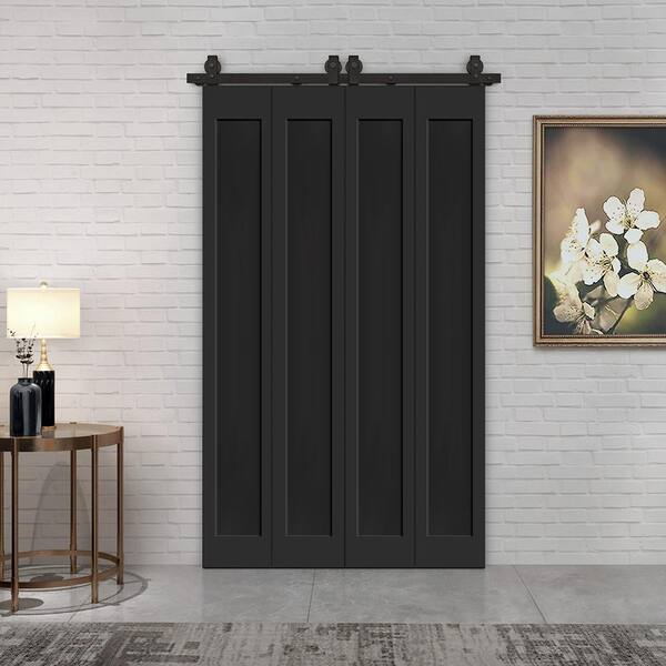 CALHOME 44 in. x 80 in. 1 Panel Shaker Hollow Core Black Composite
