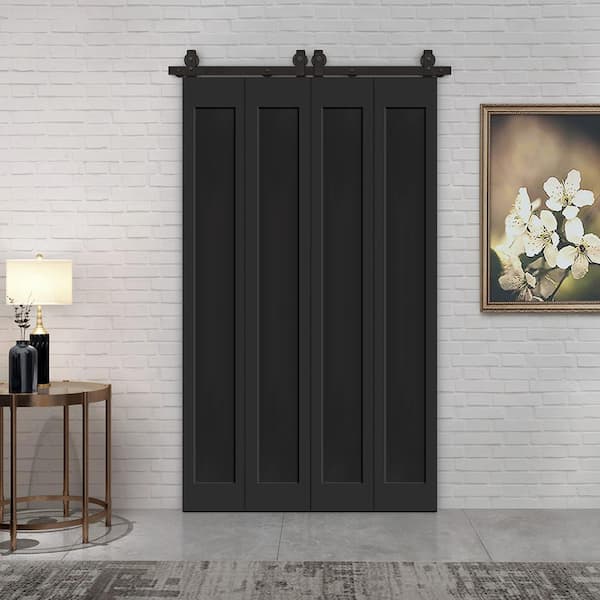 CALHOME 60 in. x 84 in. 1 Panel Shaker Hollow Core Black Composite