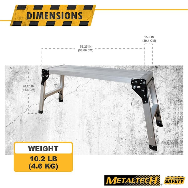 Metaltech E-PWP7100AL 39 in Aluminum Portable Work Platform with 225 lb Load Capacity