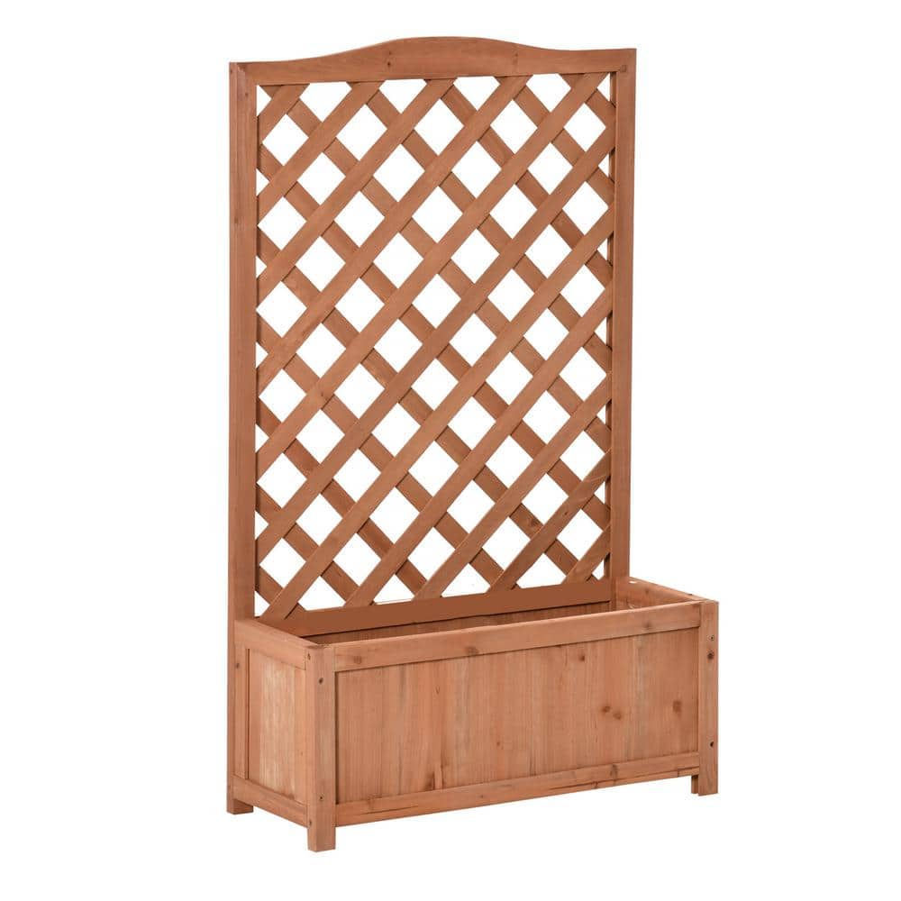 Wooden Raised Garden Bed with Trellis, 46 Planter Box for Vegetables, He