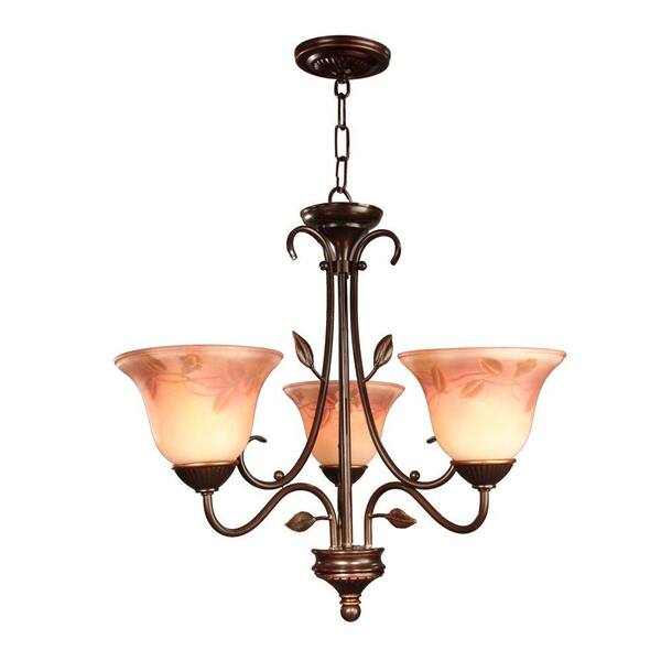 Dale Tiffany Handpainted Leaf Vine 3-Light Chandelier-DISCONTINUED