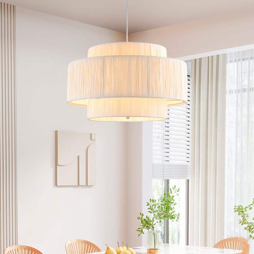 Collision 3-Light 19.7 In. Off-White Paper Lampshade Small Modern Lantern Dimmable Chandeliers Living Foyer Lighting price history on PriceWatchPro