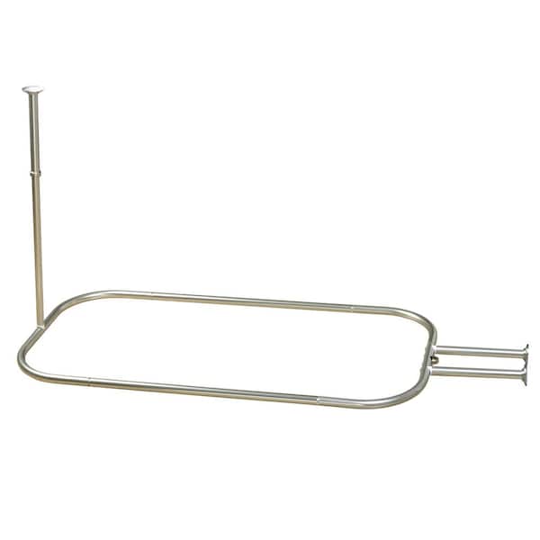 Unbranded No Rust 58 in. Aluminum Oval Rectangular Hoop Shower Rod for Claw Foot and Standalone Bathtubs in Polished Chrome
