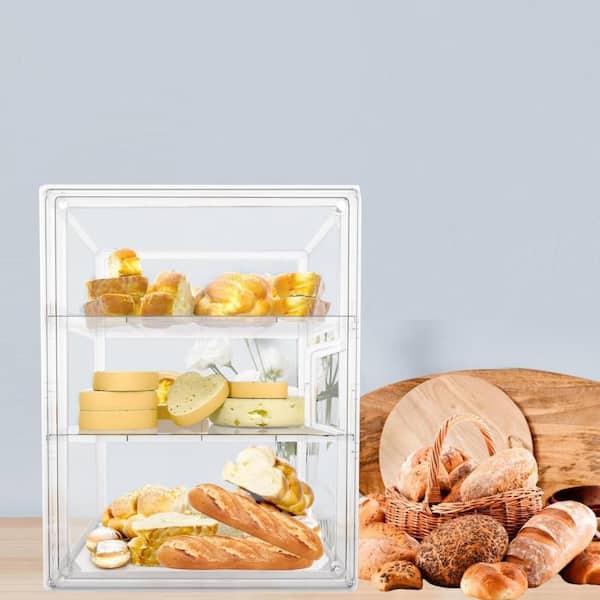 1-Piece 4-Layer Adjustable Transparent Bread Box, Countertop Bread Holder, Pastry Display Storage Container