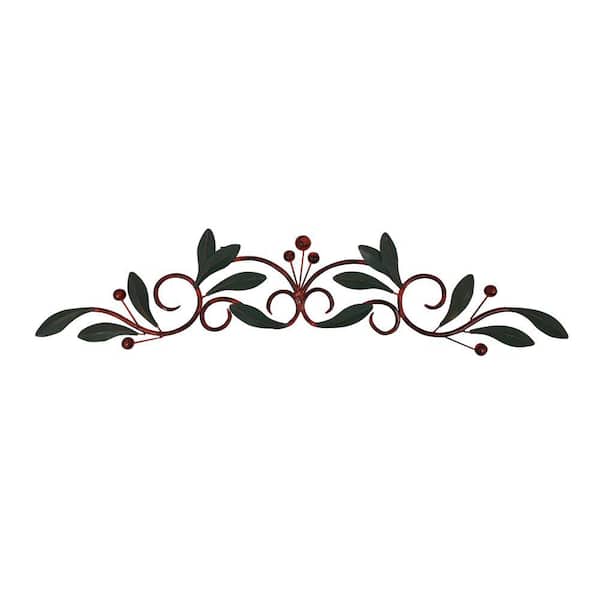 Benzara 32 in. Green and Brown Olive Branch Metal Wall Decor