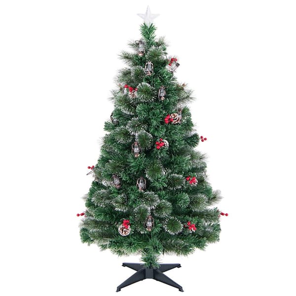 Costway 5 ft. Green Prelit Artificial Christmas Tree with 8 Lighting Modes 49 Warm LED Lights
