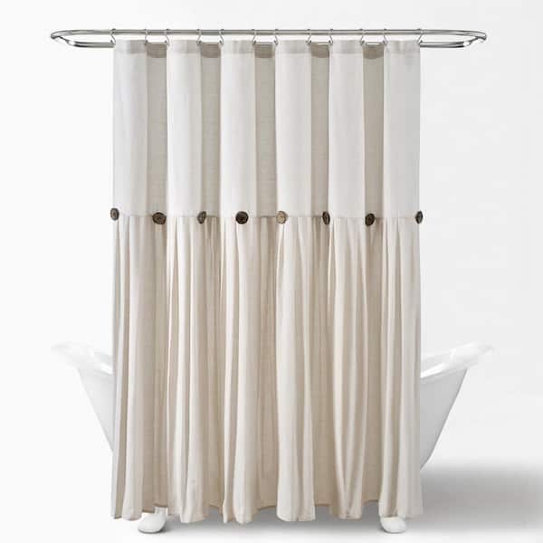 Washed 100% Linen Shower Curtain Ruffle 72x72 inch Bath Farm decor Beige ivory