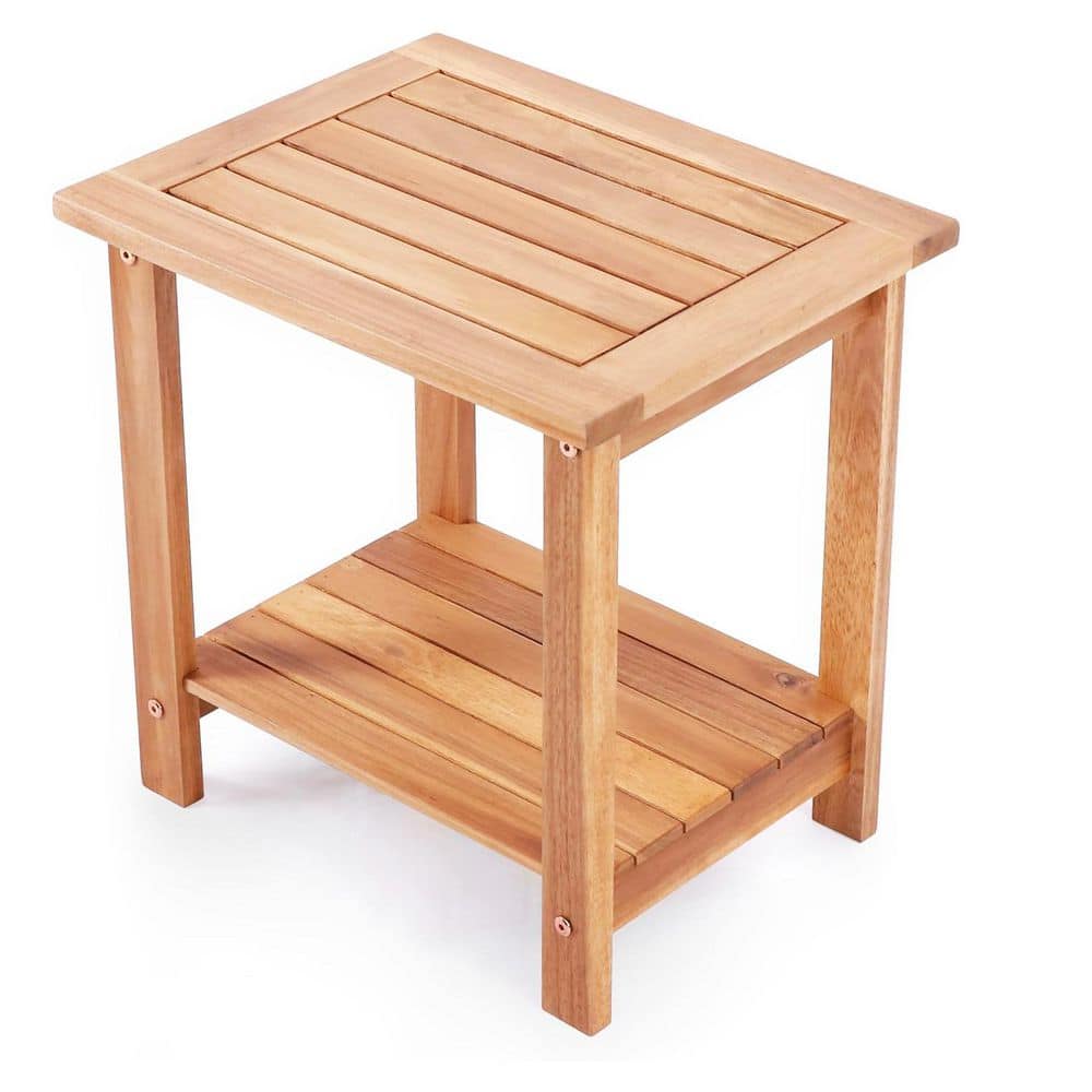 Rectangular Wooden Outdoor Side Table, Borwn L0D1VD6BR5 - The Home Depot