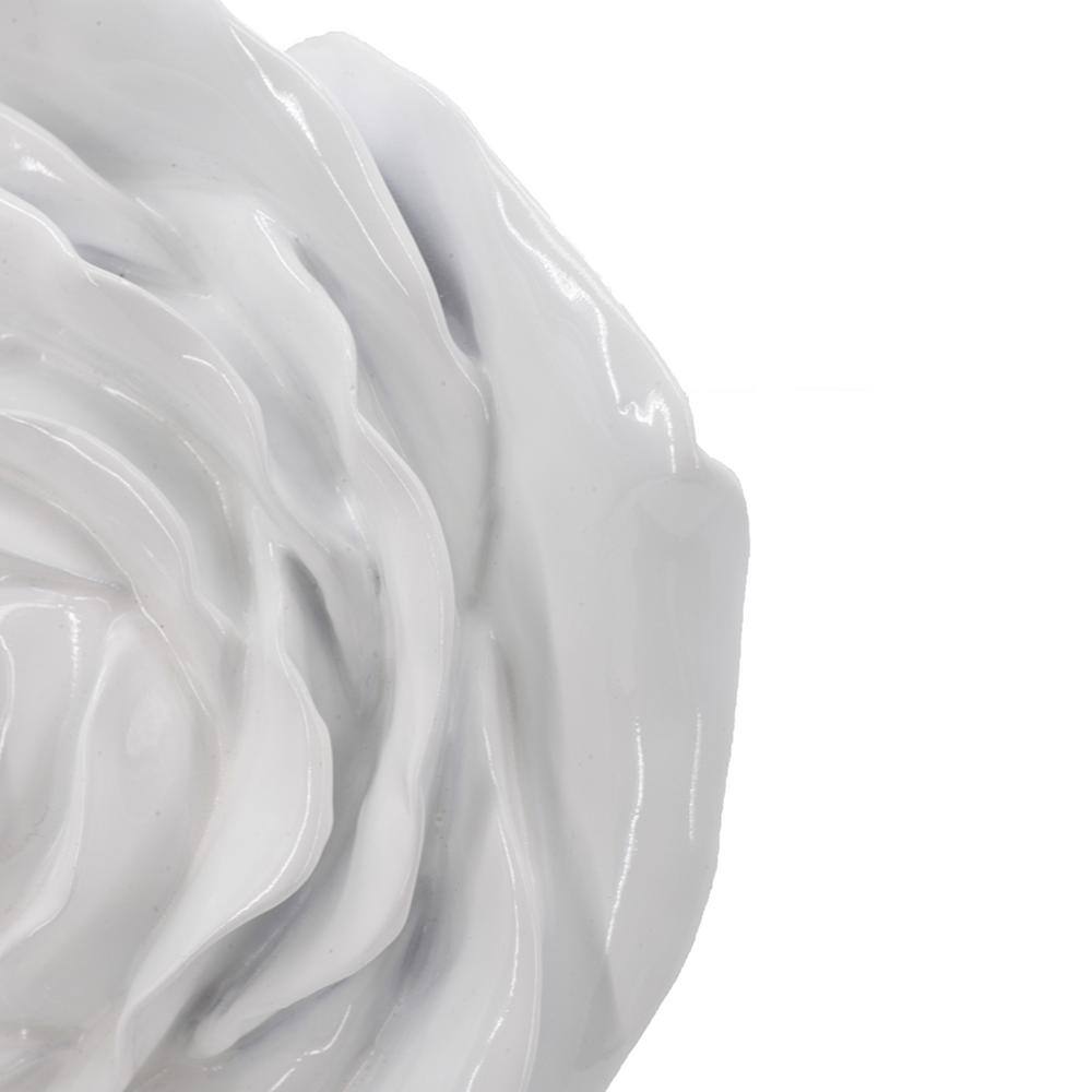 White Resin Floral Rose Wall Accents, Set of 2