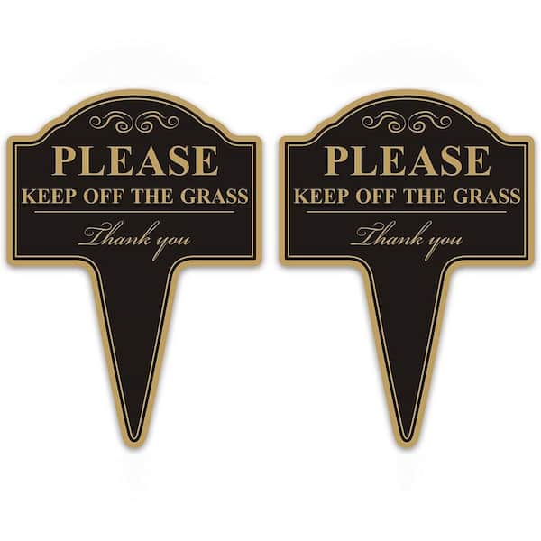 2-Pack 10'x14' Stay Off Grass Sign with Stake, Double-Sided No Poop Dog Sign for Lawn