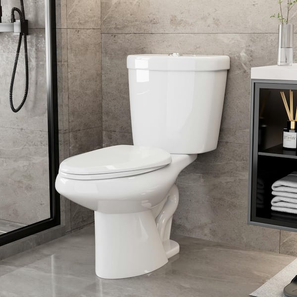URENTO 11.8 in. Rough in 1.1 GPF/1.6 GPF Dual Flush Elongated Toilet in White Seat Included (2-Piece)