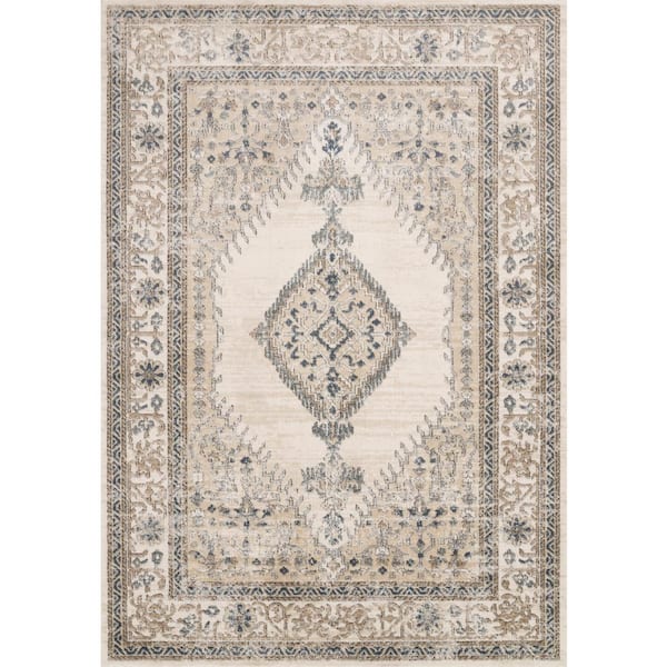 LOLOI II Teagan Oatmeal/Ivory 3 ft. 4 in. x 5 ft. 7 in. Traditional Area Rug