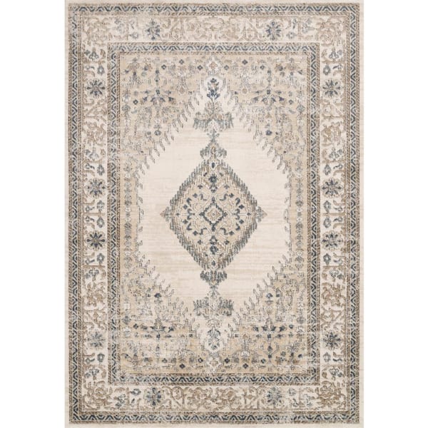 LOLOI II Teagan Oatmeal/Ivory 6 ft. 7 in. x 9 ft. 2 in. Traditional Area Rug